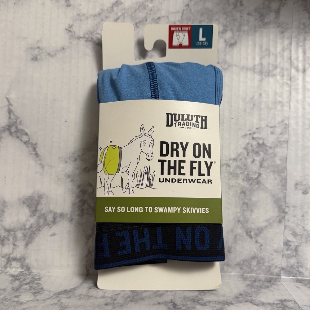Duluth Trading Men's Bullpen Cooling Boxer Briefs Size Large Blue New NWT